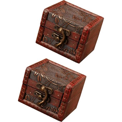 2pièces Boîte De Rangement Bois Vintage Pour Bijoux Et Petits Objets Organisateur Rétro Pratique Et Décoratif Pour Bureau Coffret Élégant (1/5)