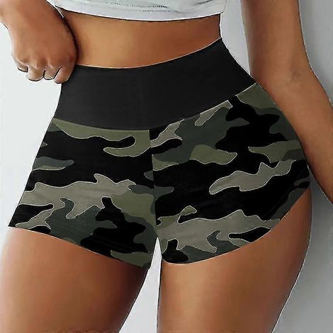 Damen-Yogashorts mit hohem Bund, Sportshorts für Fitnessstudio und Radfahren, Tarnhosen (1/2)