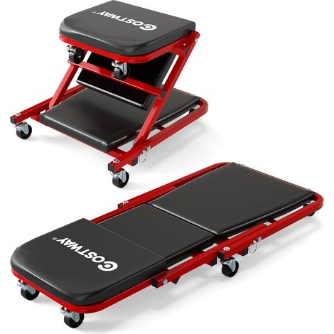 2-in-1 Werkstatt-Rollstuhl, Tragkraft 150 kg, Schwarz