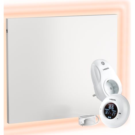 VIESTA® Pannello Riscaldante a Infrarossi con Termostato [TELECOMANDO + CONTROLLO WIFI] – Radiatore a Infrarossi – Pannello Riscaldante con Tecnologia Carbon Crystal – (Modello TH20 Funk - 1200W) (1/5)