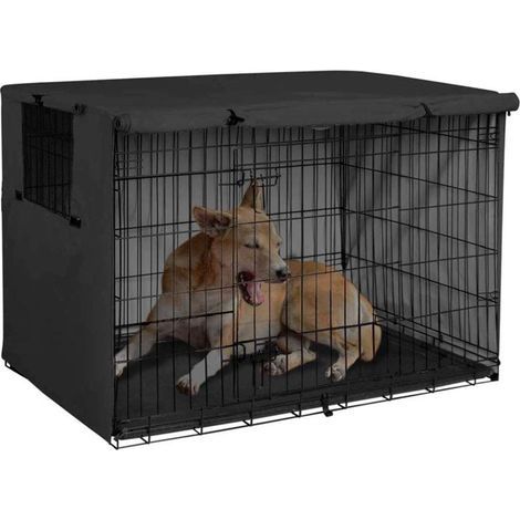 Bache De Protection Exterieur Cage Chien, Imperméable, Ddurable Et Légère, Coupe-Vent - Housse Protection Cage Chien pour L'intérieur Et L'extérieur, Noir(94X61X63.5cm) (1/5)
