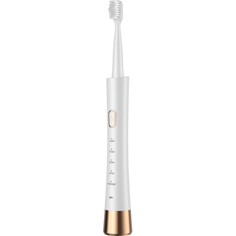 Brosse à dents électrique sonique pour adultes, rechargeable par USB, 4 têtes de brosse, blanche-AquaForge (1/3)