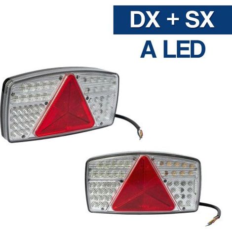 COPPIA FANALE FARO POSTERIORE A LED SX + DX 12V PER RIMORCHI PORTABARCHE 35113/1