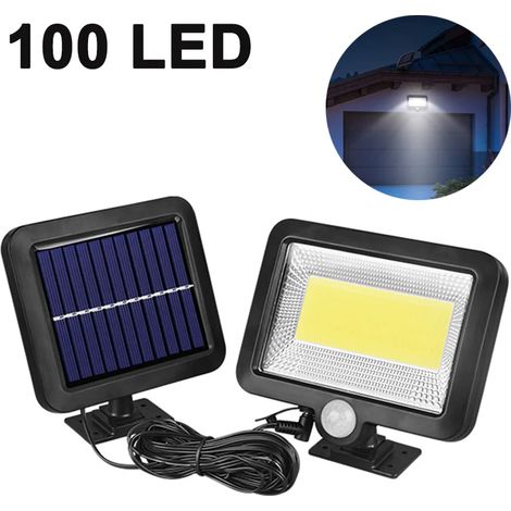 Lampada solare per esterni, 100 LED illuminazione solare con sensore di movimento, IP65 impermeabile, angolo di illuminazione 120° apparecchio di illuminazione esterna con cavo di 16,5 piedi (1/3)