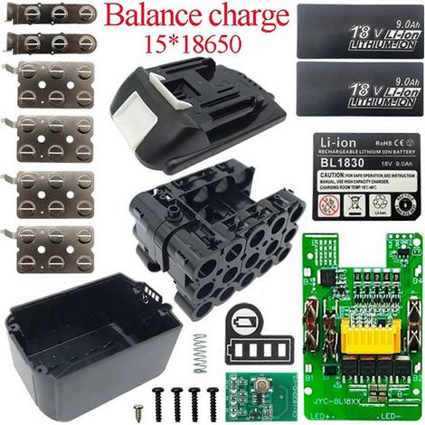 Boîtier de batterie au lithium BL1890B (5 pièces) avec circuit imprimé BMS et protection de charge équilibrée pour batterie MAKITA 18V BL1860 9,0Ah LED (1/5)