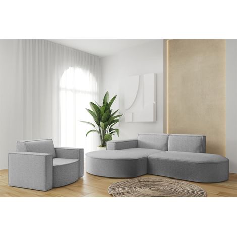 Sofa Set 2-teilig Sessel und Ecksofa PALMA XS Stoff Ascot Taupe Ottomane Links (1/3)