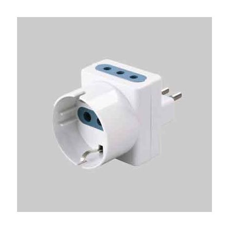 ADATTATORE TRIPLO SCHUKO BIVALENTE 10A CARDINALE 2P+T- 1