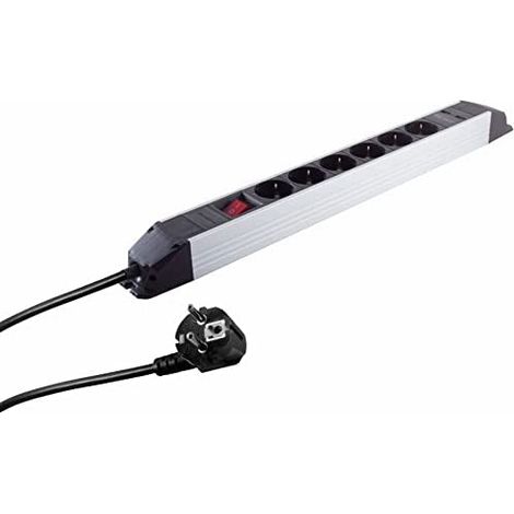 No-Name 6er - Esteckdosenleiste (2 x USB mit Ladefunktion, 1,5 m), Color Aluminio