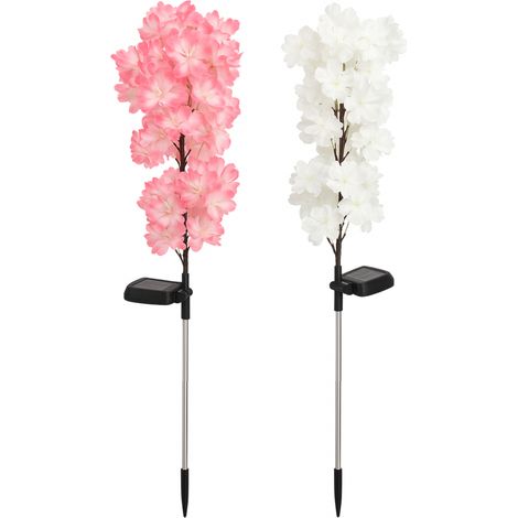 Lampada solare a LED a forma di ramo di ciliegio in fiore RGB per il giardino (set da 2 pezzi) (1/5)