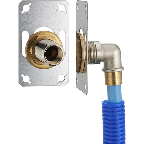 FIXSYSTEM semplice: kit completo per il fissaggio di un rubinetto a parete singolo M1/2' (15x21) Gomito di alimentazione slip-on su tubo PER NOYON & THIEBAULT - Ø 16 mm, uscita 1/2' femmina (15x21) - 