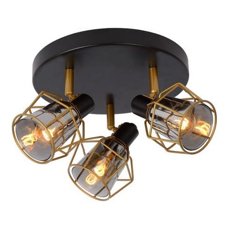 Plafoniera Lucide NILA nera 3 luci E14 Ø36cm metallo (1/4)