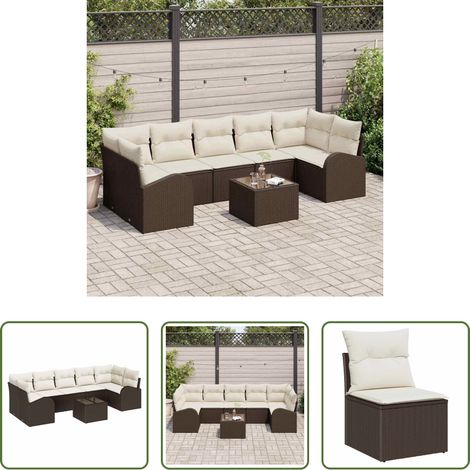 Poly-Rattan -  Gartensofa-set Braun 55 x 55 x 37 cm Poly-Rattan (1/5)
