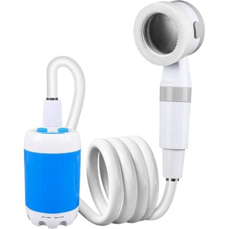 Bomba de ducha portátil para camping (1 unidad): cabezal de ducha recargable para exteriores que bombea agua desde un cubo. Refréscate en cualqui (1/5)