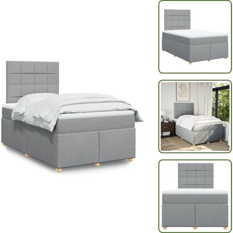 Sommier à lattes de lit avec matelas Gris clair 120x200cm Tissu - Sommier À Lattes De Lit - Sommiers À Lattes De Lit - Lit - Meuble De Chambre À Coucher (1/5)