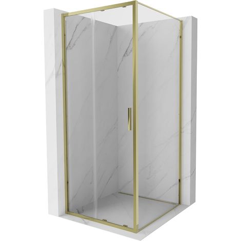 Mexen Exo cabina de ducha corredera 100 x 100 cm, transparente, dorada - 8151-100-100-50-00 (1/5)