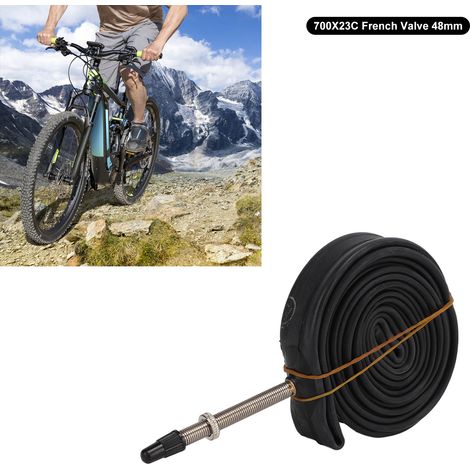 2 Pièces Chambre à Air Vélos 700x23C Valve Française 48mm pour Vélo Route et VTT, Tube Butyle (1/5)