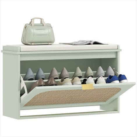 Console Banc à chaussures avec rangement et assise rembourrée (1/5)