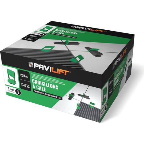 200 Croisillons autonivelants "MAXI" à cale en "I" 4mm (carrelage de 12 à 26mm) PAVILIFT (1/2)