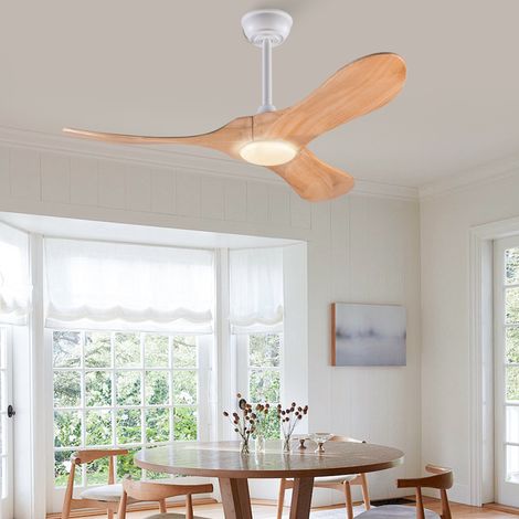 Ventilatore da soffitto con luce 42", 3 pale, 6 velocità, bianco e naturale HAVRYA (1/5)
