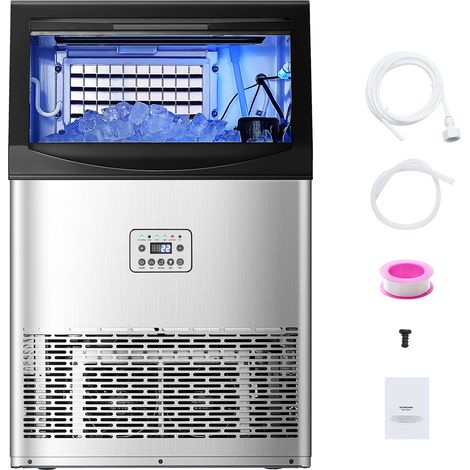 Mophorn Macchina per Ghiaccio Commerciale 40,82 kg/giorno Macchina Cubetti di Ghiaccio Capacità di Stoccaggio ca. 14,97 kg, Display Digitale a LED, Indipendente, Autopulente, Bar, Catering, Hotel