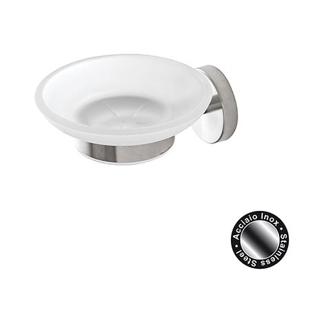Porta sapone da parete in acciaio inox satinato e vetro satinato Linea City Feridras