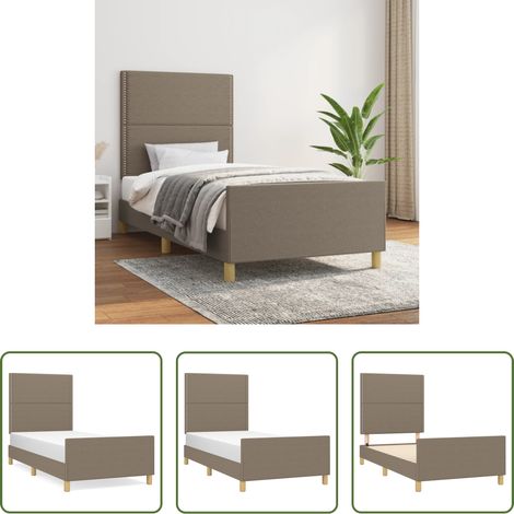 Tête de lit réglable -  Cadre de lit sans matelas taupe 90x190 cm tissu (1/5)