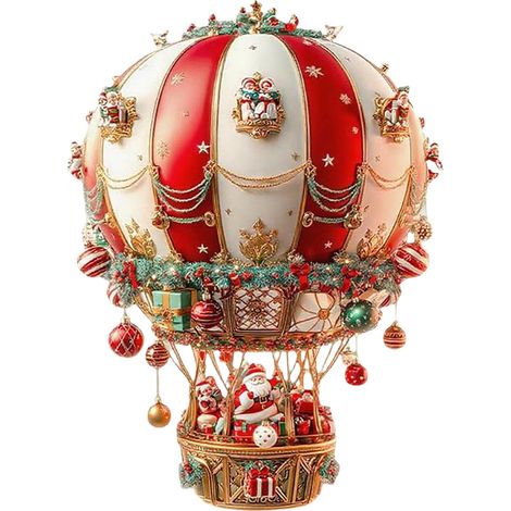 Guirlande De Décoration En Acrylique - Ornements De Noël En Forme De Montgolfière Et Père Noël - Décor Murale 2D - Lot De 1 (1/4)