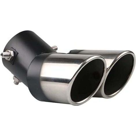 [JAMAIS UTILISÉ]Extrémités de Tuyau d'échappement Universel Embouts Silencieux D'éChappement Acier Inoxydable Voiture Silencieux Queue Double Sortie Plier Argent