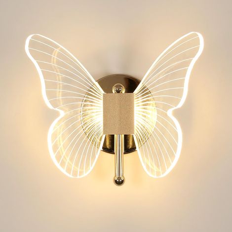 COMELY Applique Murale LED 10W, Lampada Murale Farfalla Creativa, 3 Colori Regolabili 3000K-6500K, Applique da Comodino, Applique Murale per Camere - Illuminazione Decorativa Interna (1/5)