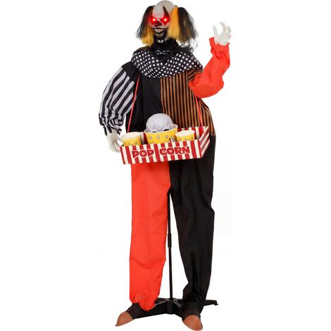 Animierter Halloween-Popcorn-Clown mit hochschnellendem Kopf, Grusel-Sound HOMAIRE 50x35x180 cm - Schwarz (1/5)
