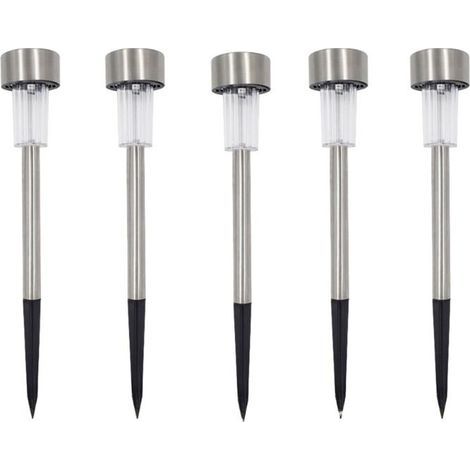 Set mit 5 Solar-LED-Pollerleuchten, Gartensteckerleuchten (1/5)
