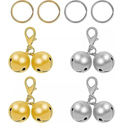 4 Pcs Cloches pour Animaux de Compagnie, Cloches pour Collier de Chiens Cloches en Argent Doré pour Pendentif À Breloque pour Collier de Chats Chiens