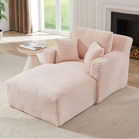 Méridienne 166x100x82 cm rose, chaise longue 1 place, tissu côtelé, sans montage MEUBLIV (1/5)