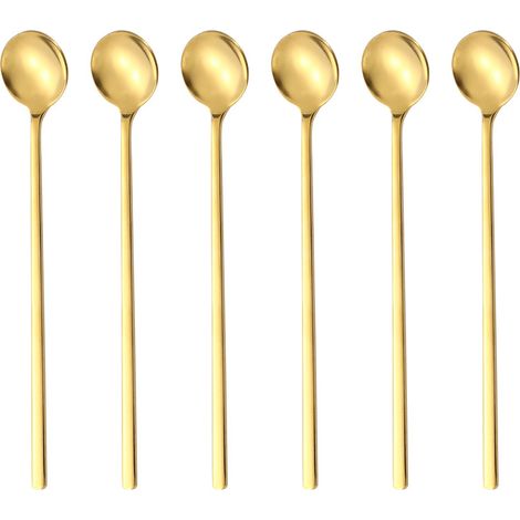 Cuillère À Café - Manche Long 18 Cm - Pour Café Thé Glacé Milkshake Cocktail - Lot De 6 (1/5)