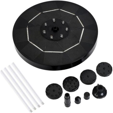 Fontaine solaire LED 3,5 W pour bain d'oiseau Pompe à eau solaire avec batterie 6 buses Fontaines d'eau flottantes pour jardin, bain d'oiseaux, étang, piscine, aquarium, 7 lumières LED (1/5)