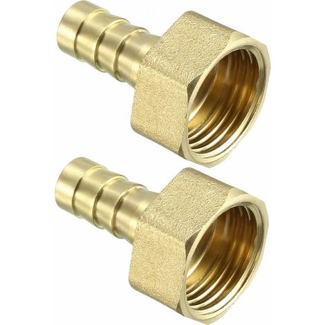 Adaptateur de tuyau en laiton à embout cannelé, embout cannelé 10 mm x filetage femelle 1/2 PT, lot de 2 (1/4)