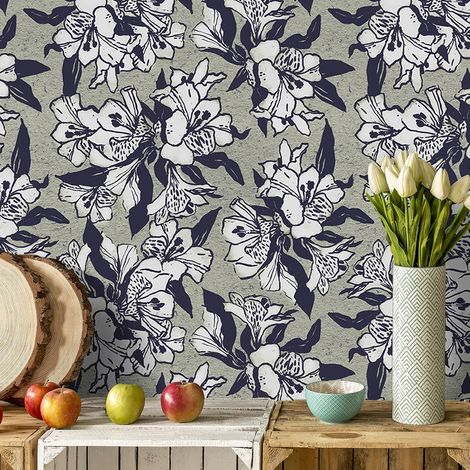 Selbstklebende, wasserfeste Wandtapete mit Blumenmuster, 44,5 x 200 cm