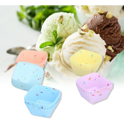 20-teilige Mini-Cupcake-Form, weiße quadratische Form für Agar-Agar-Geleepudding (1/5)