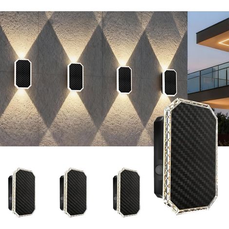 Lot de 4 lampes solaires pour clôture, éclairage mural LED extérieur 3 couleurs, étanchéité IP65, pour aménagement paysager/clôture/terrasse/mur/jardin (1/5)