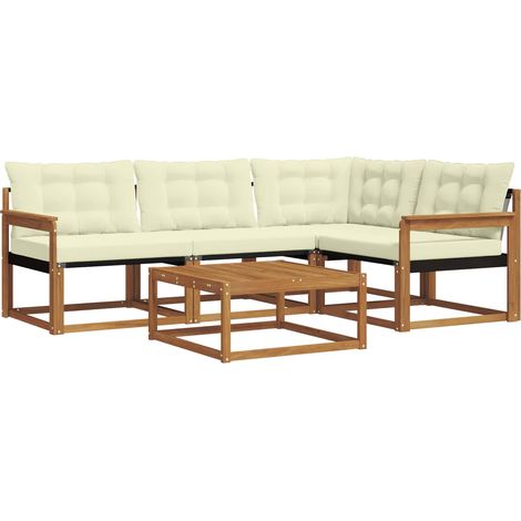 Outdoor Sofa Set with Cushion 5 pcs Natural and Cream vidaXL