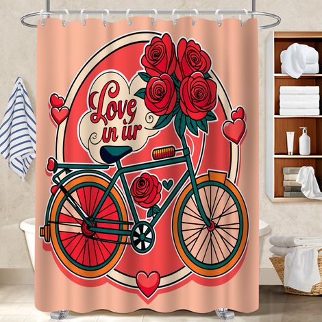 Rideau polyester pour douche 180x180 avec anneaux rideau imperméable pour avec accessoires assortis (1/5)