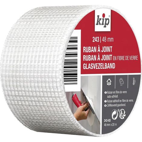 Ruban à joint en fibre de verre 243-03 – Bande adhésive idéale pour l'étanchéité des joints et des trous – Dimensions : 48mm x 20m – Couleur blanc (1/5)