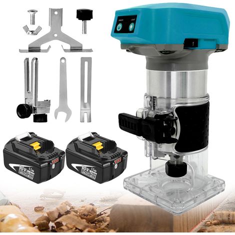 Kabelloses elektrisches Handoberfräsenwerkzeug, kompatibel mit Makita 18-V-Akku, bürstenloser Oberfräsen-Trimmer, professioneller Oberfräsen-Trimmer mit 1/4-Spannzange (2x 5.5Ah Akku,kein Ladegerät)