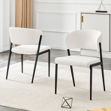 Chaise de salle à manger 51x49x78 cm en métal PU blanc, design moderne pour bureau FloraGrace (1/5)