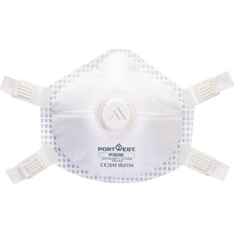 Wiederverwendbare FFP3 Ultimate Maske mit Ventil (Packung mit 5 Stück) - Weiß - Portwest