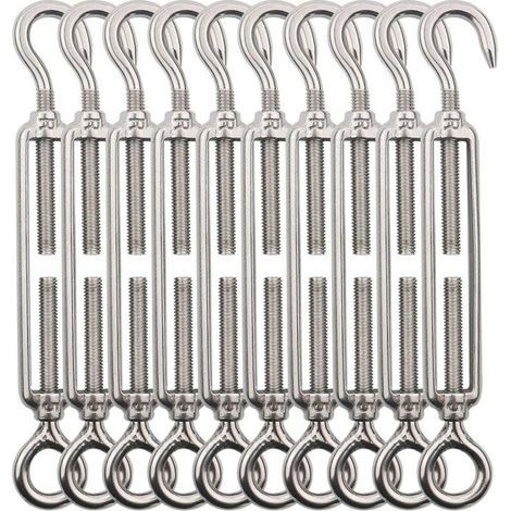 Oeil De Tendeur M5 Crochet Acier Inoxydable 10 Pièces Pour Fil Jardin Clôture Éclairage Extérieur Suspendu (1/4)