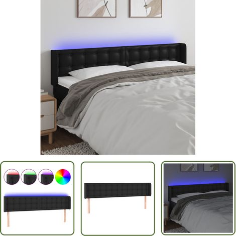 Furniture Limited - Tête de lit à LED Noir 183x16x78/88 cm Simili (1/5)