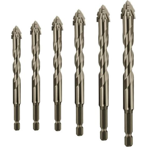 7 Pcs Foret Carrelage, Perceuses à Béton,Diamètre 3/4/5/6/8/10/12mm peu de Foret de Tuile  de Foret de Tête de Lance de Sortilège Pour la Tuile de Verre en Céramique Miroir de Marbre
