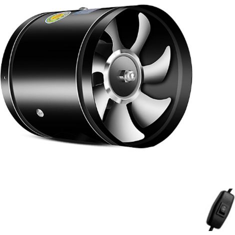 40W Ventilateur tubulaire axial Ø 150 mm, ventilateur d'échappement, pour salle de bain, toilettes, cuisine, serre, tente, garage (150 mm, noir)