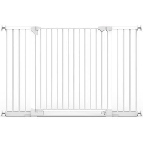 Safetots SafeStep Gate, White, 152cm - 159cm, Extra Low Walkthough, 81cm Extra Wide Doorway, Extra Wide Baby Gate